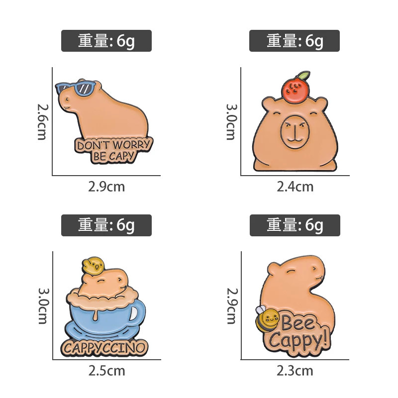 Cartoon Cute Capybara Brooch Enamel Pins Custom Funny Hippopotamus Metal Lapel Badge Clothes Backpack Accessories Jewelry Gift