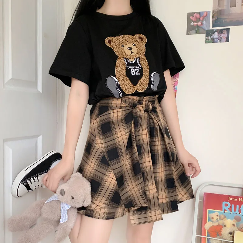 Pleated Skirts Women Plaid Korean Fashion Mini Designed Loose All-match Sweet Y2k Hip Hop High Street Vintage Aesthetic Chic