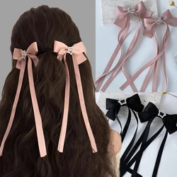 1/2pcs Fashion Fabric Star Hair Bow Hairpin for Women Girls Ribbon Hair Clips Pink White Bow Top Clip Female Hair Accessories