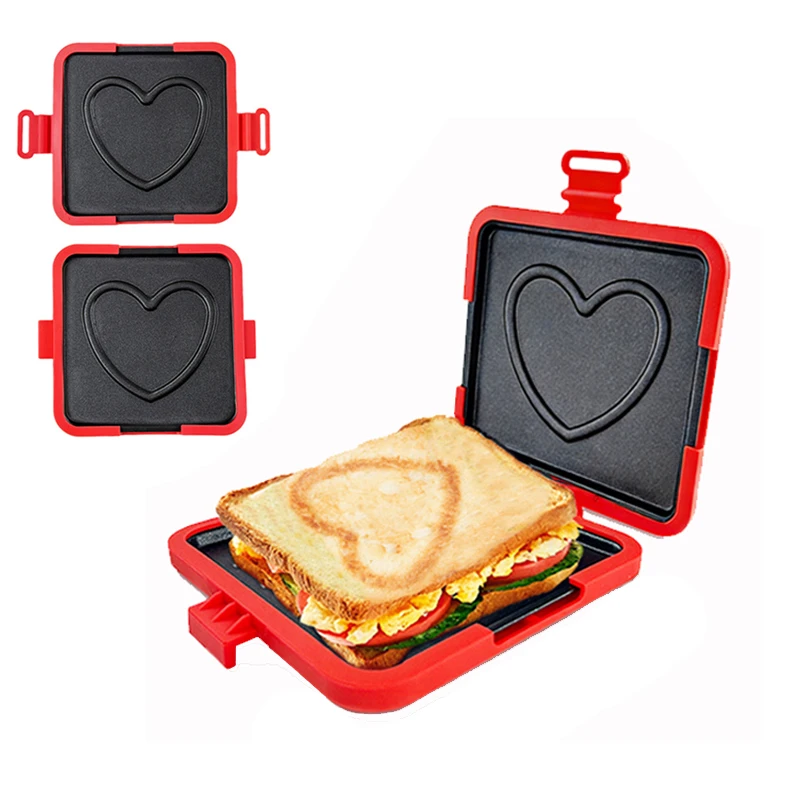 Microwave Toastie Sandwich Maker Silicone Micro Toasties Sandwich Maker with Removable Non-Stick Grill Plates for Motorhome