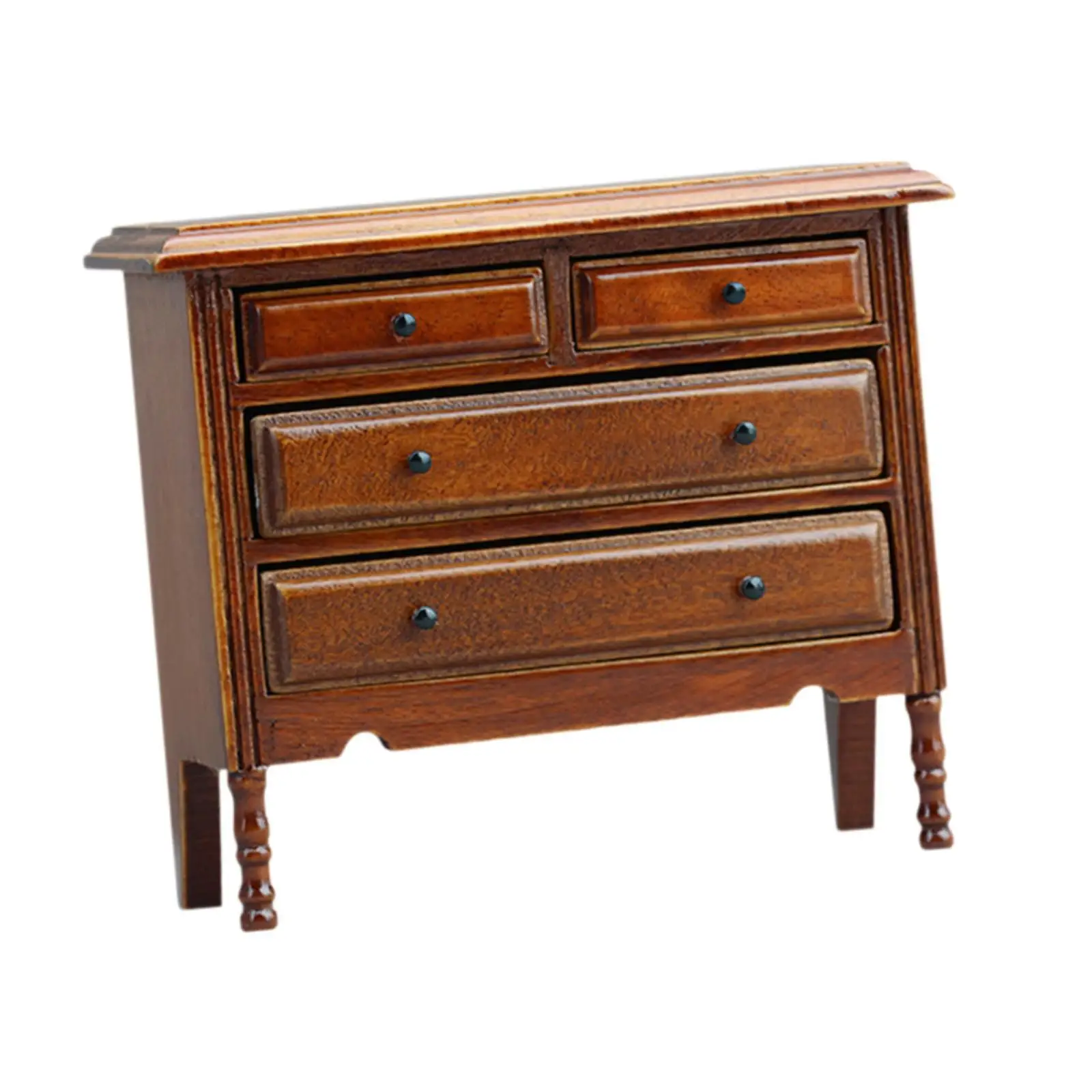 1/12スケールミニドールハウス家具ミニチュア誕生日プレゼント写真撮影用小道具木製寝室装飾4段引き出し付きドレッサー家具モデル