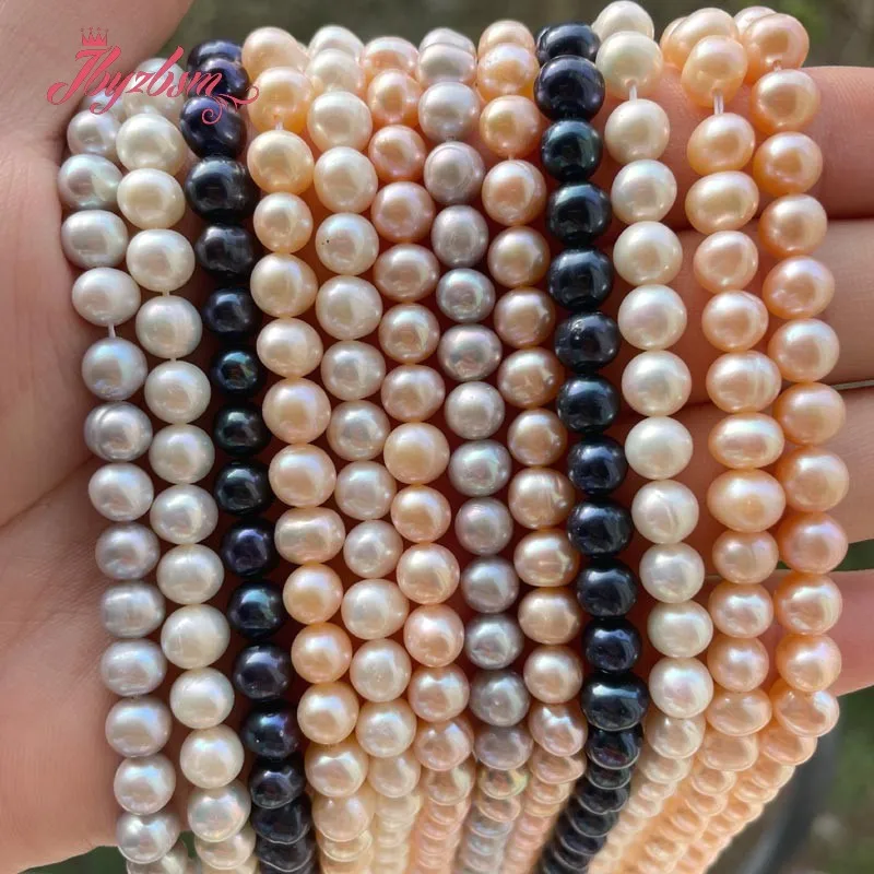 6-6.5mm Natural Cultured Freshwater Pearl Nearround Beads Loose Natural Stone Beads For DIY Necklace Bracelat Jewelry Making 15\