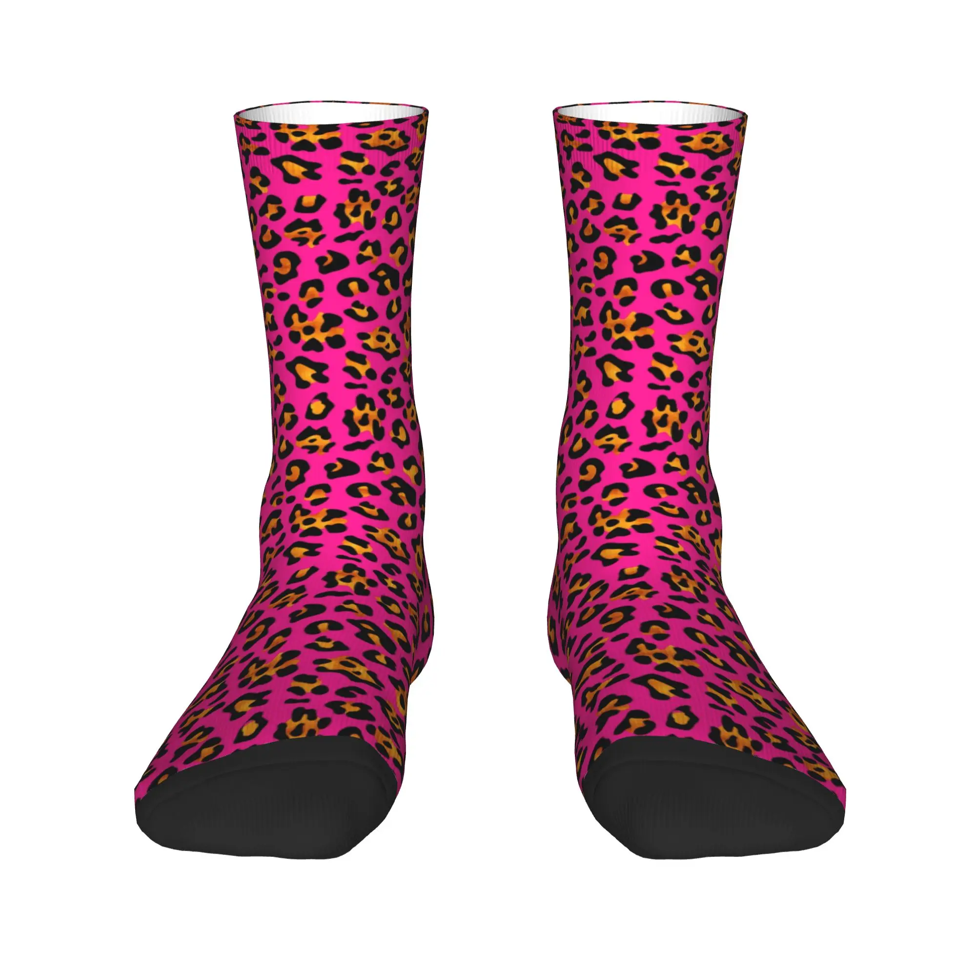 

Cute Pink Leopard Print Socks Women Men Warm 3D Printed Sports Basketball Socks
