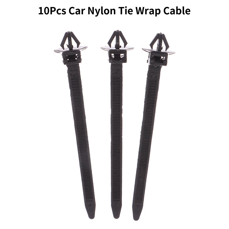 10Pcs Car Nylon Tie Wrap Cable Fixed Fasteners Clips Black Car Cable Fastening Zip Strap For All Cars