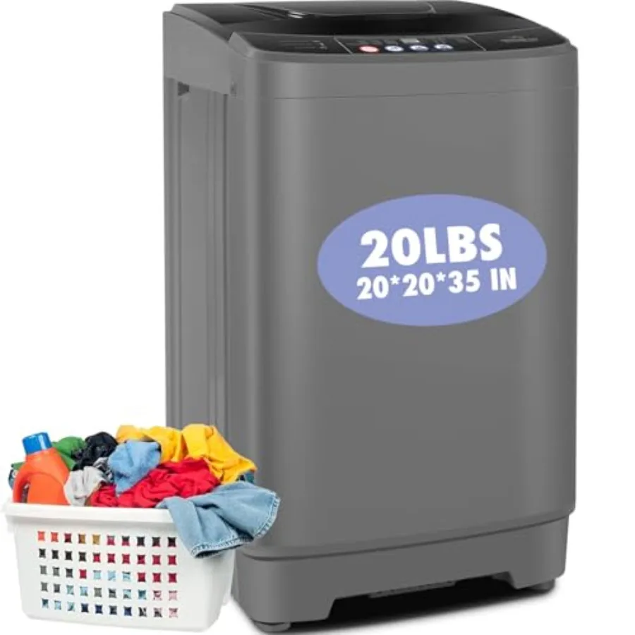 

Портативная стиральная машина, емкость 20 фунтов, комбинация стиральной и сушильной машины 2,8 куб. футов со сливным насосом, 10 программ, 8 уровней воды, машина для стирки