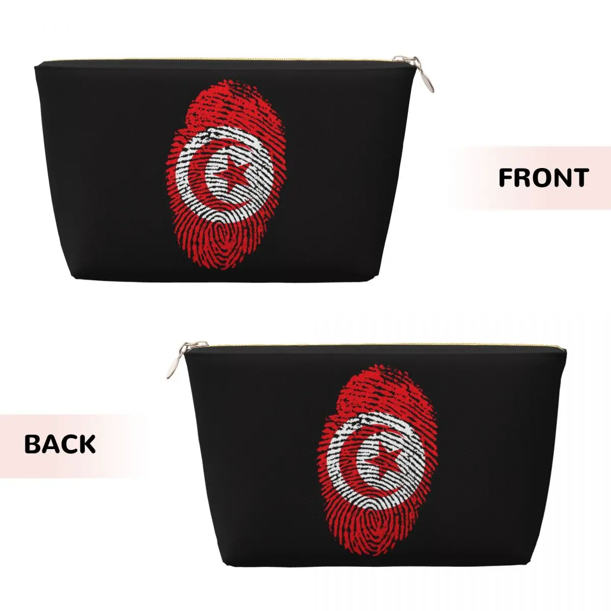 Custom Tunisia Flag Fingerprint Cosmetic Bag Women Cute Big Capacity Tunisian Proud Makeup Case Beauty Storage Toiletry Bags