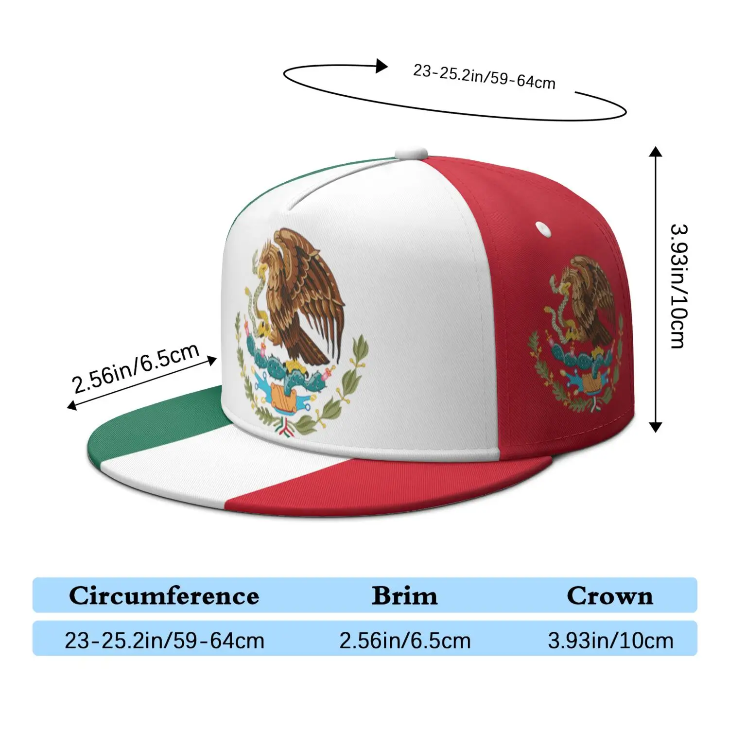 United States Of Mexico Flat Brimmed Cap Custom Name Logo Hip-hop Hat Fishing Travel Spanish Nation Mexican Flags Headgear