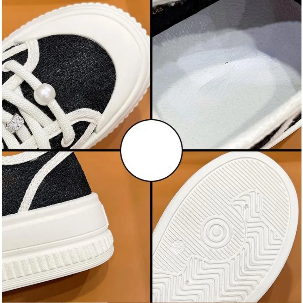 Women Vulcanized Shoes Spring New Style Fashionable Breathable Thick Sole Versatile Comfortable Casual Sports Shoes