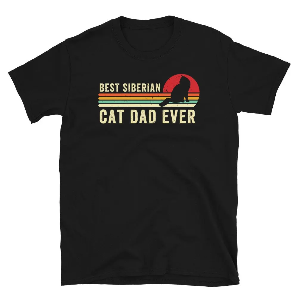 Retro Siberian Cat Dad T Shirt s Pet Owner Lover