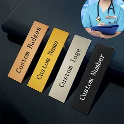 Classic Stainless Steel Engraved Name Logo Brooch Badges Fashion Double Sided Tape Wall Mailbox Personalize Identification Pins