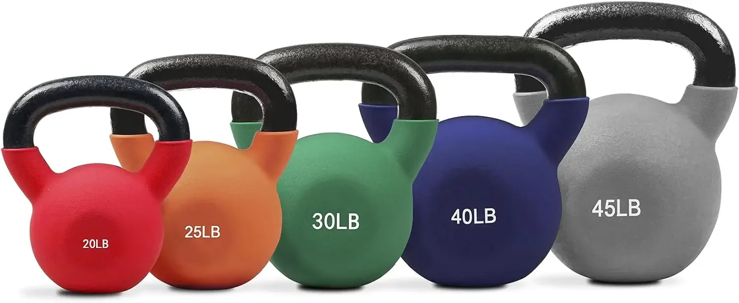 Coated Solid Cast Iron Kettlebell 5 10 15 20 25 30 35 40 45 50 LB, Great for Full Body Workout, Cross-Training,