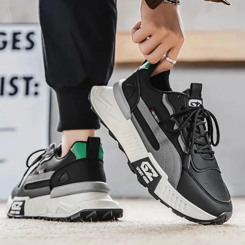 

Thick-soled, Versatile Men's Casual Lace-up Sports Shoes with Large-sized Color Blocks and High-quality Original Brand Design