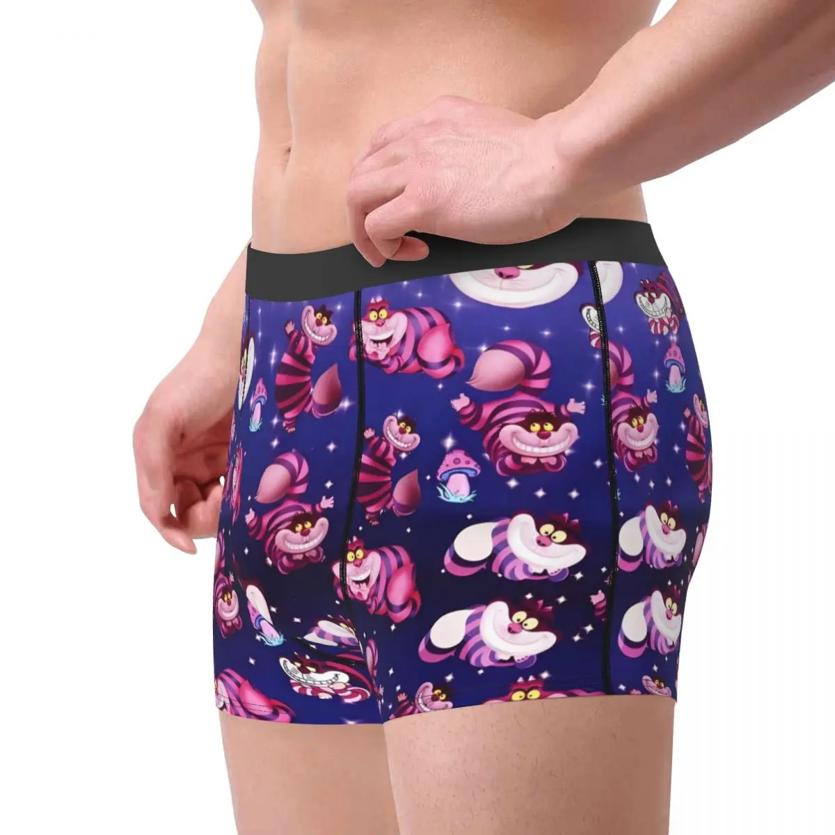 Biancheria intima personalizzata per gatti Cheshire moda maschile Alice nel paese delle meraviglie modello cartoon boxer slip pantaloncini elasticizzati mutandine mutande