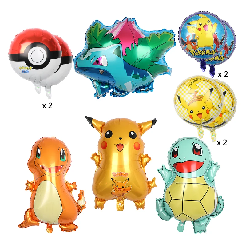 Pokemon Birthday Party Helium Aluminum Foil Balloons Latex Balloon Kids Boy Large Pikachu Balloon Party Decorations Supplies