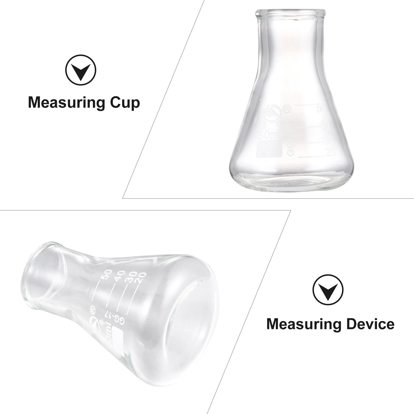 

3Pcs Laboratory Scientific Measuring Cups Glass Graduated Cylinders Conical Flasks Accurate Scale Acid Base Resistant for Baking