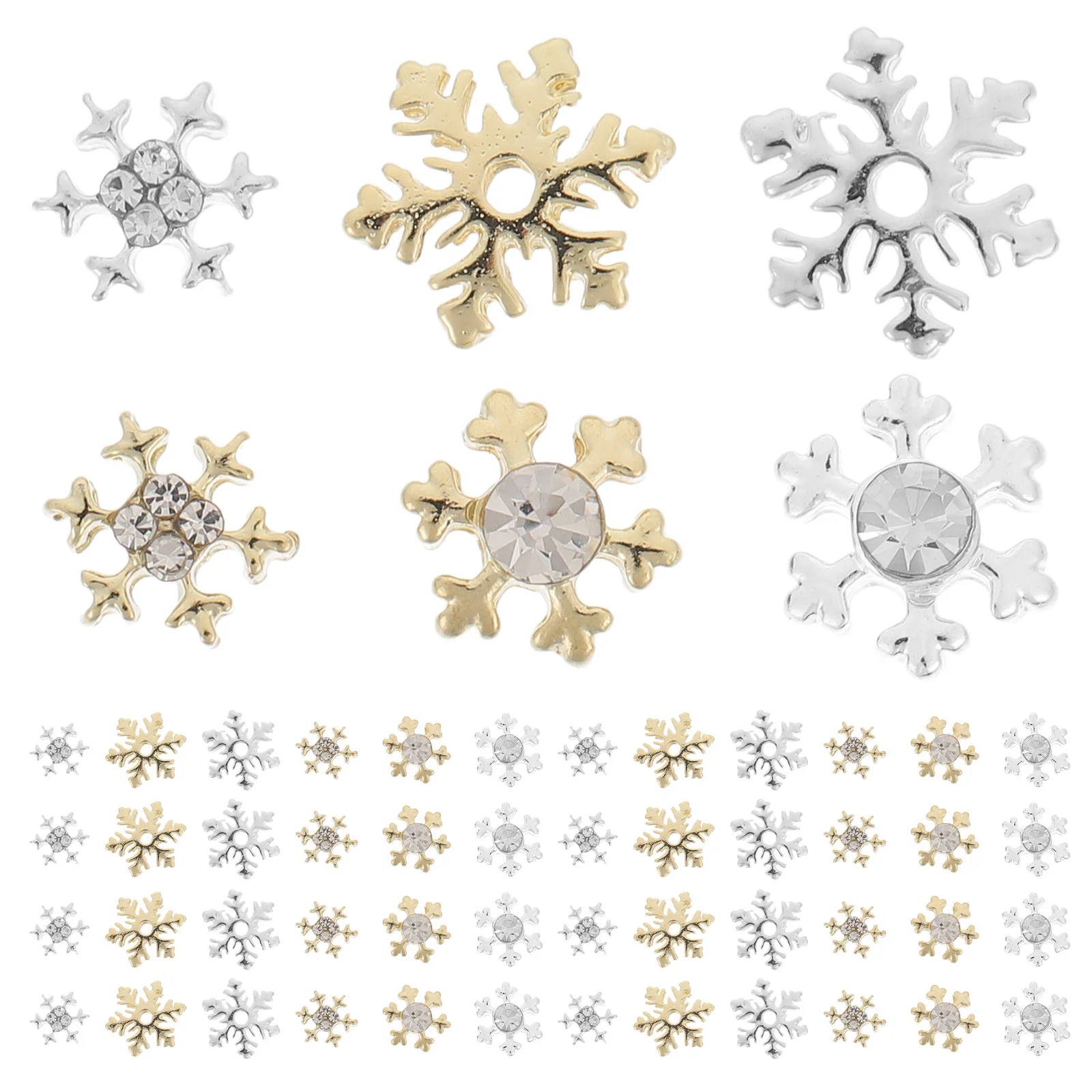 60 Pcs Nail Snowflake Diamond Charms for Acrylic Decors Glitter Small Flakes