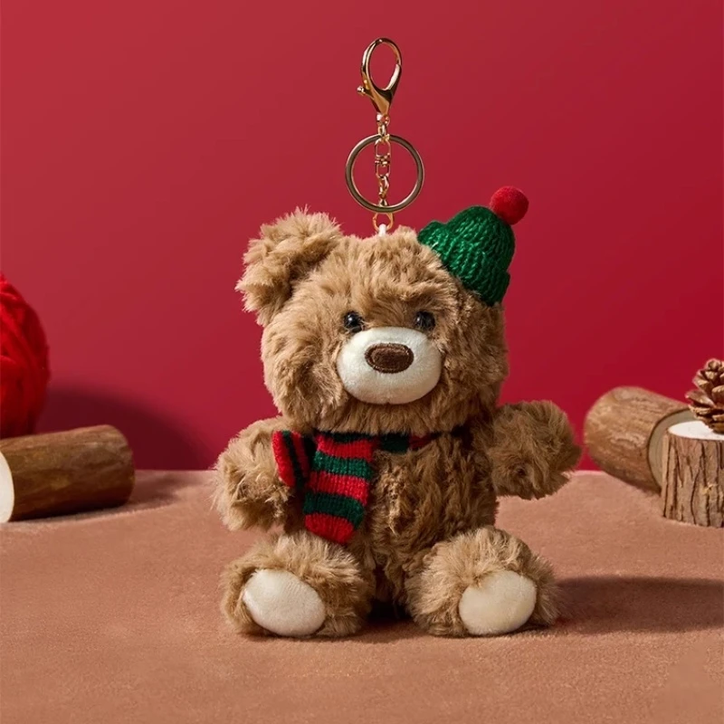 

MINISO Christmas Bear Plush Keychain Cute Bag Charm Kawaii Doll Hanging Ornament Girlfriend Gift Xmas Present Party Decor