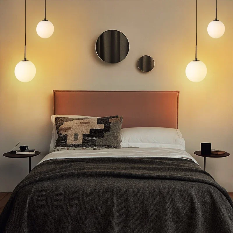 Nordic Bedroom Bedside Restaurant LED Pendant Lamp Bar Simple Living Room Background Wall Led Creative Bar Chandeliers Lamparas