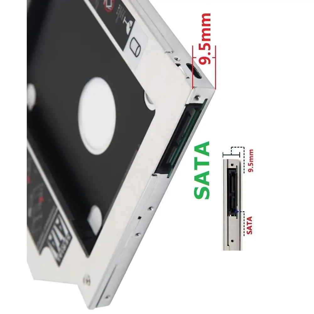 With Bezel Faceplate 9.5mm 2nd Second SATA Hard Drive HDD SSD Optical Bay Caddy Frame Bracket for HP ProBook 450 G1 or G3