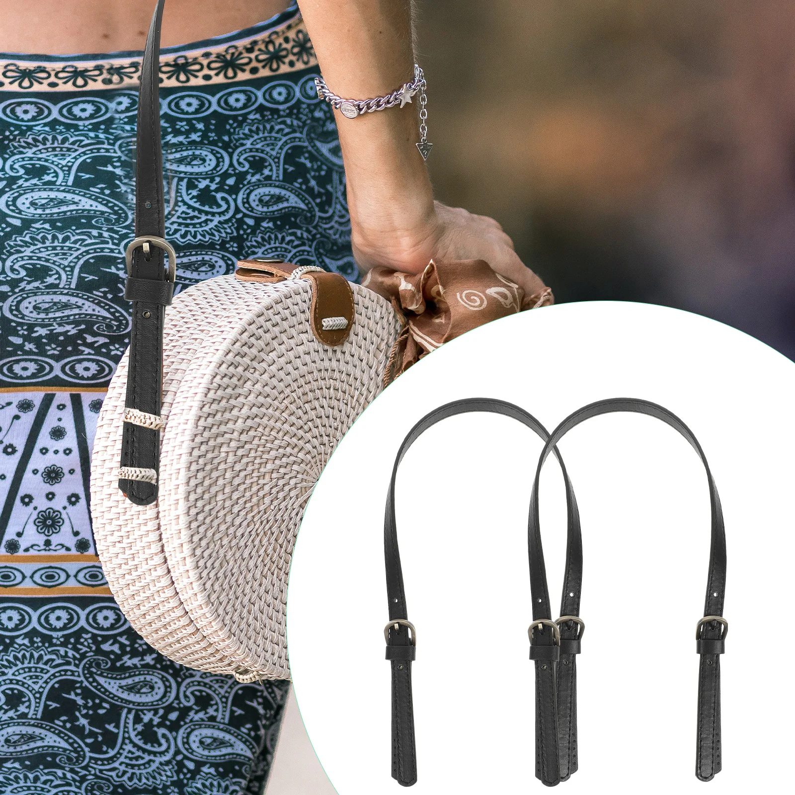 

2 pcs Durable bag Strap Adjustable Tote Replacement Accessories DualBuckle Bag Bag H Shoulder Belt