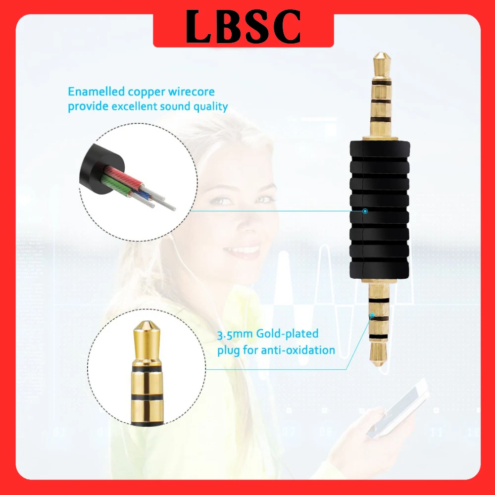 Macho para macho adaptador AUX, 3,5 milímetros Jack, fone de ouvido do carro, adaptador estéreo, pacote de 3