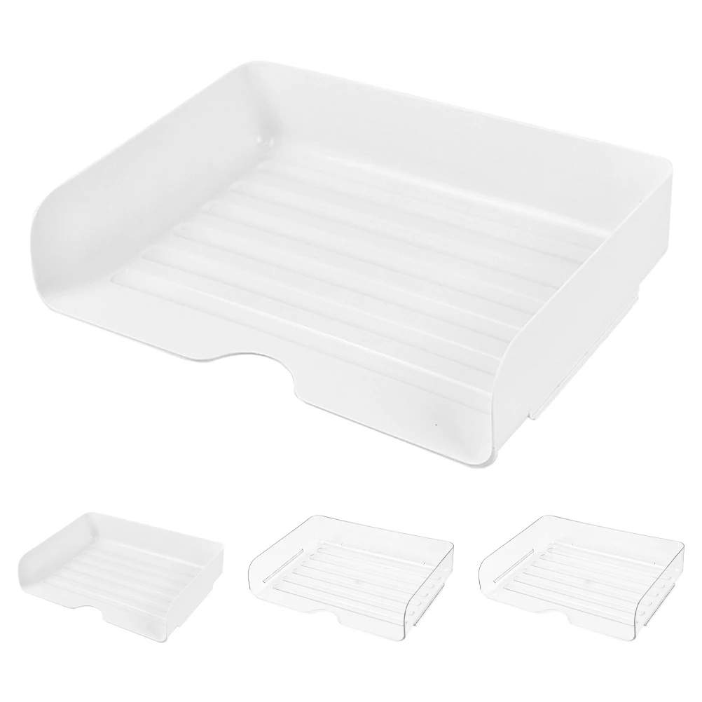 

4 Pcs File Storage Tray Document ganizer Desk Paper Clear Plastic Trays Stackable Office Classroom A4 Letter Box