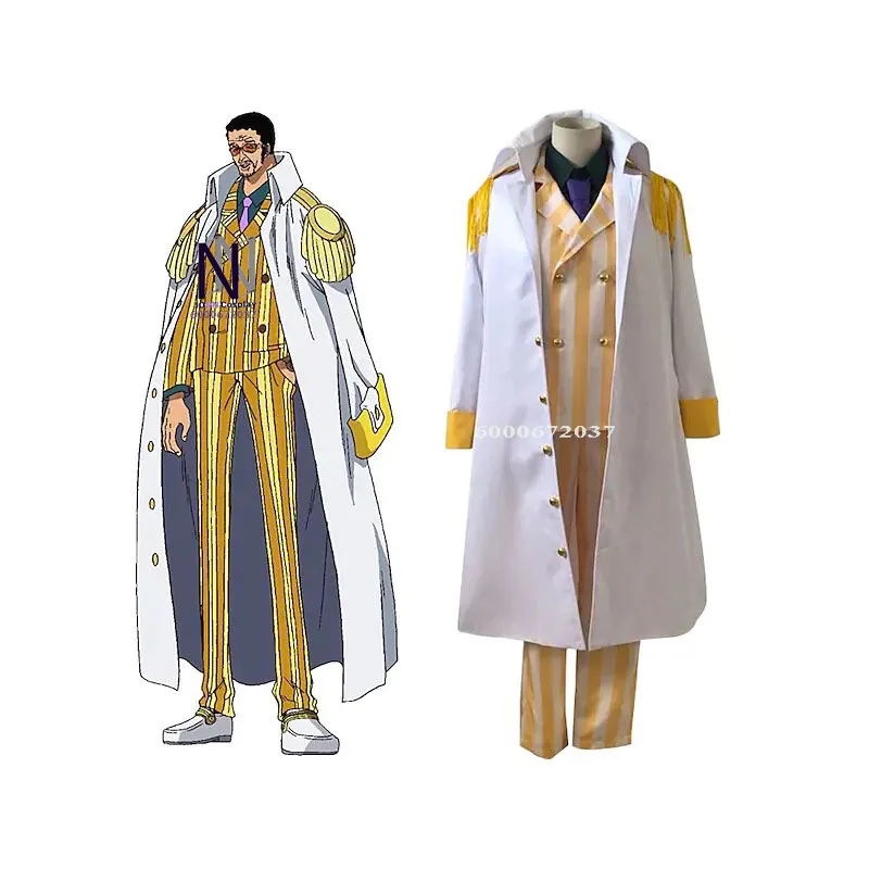 

One -Piece Borsalino Cosplay Costume: Admiral Kizaru's Cloak and Uniform Suit for Halloween & Navy General - themed Performances