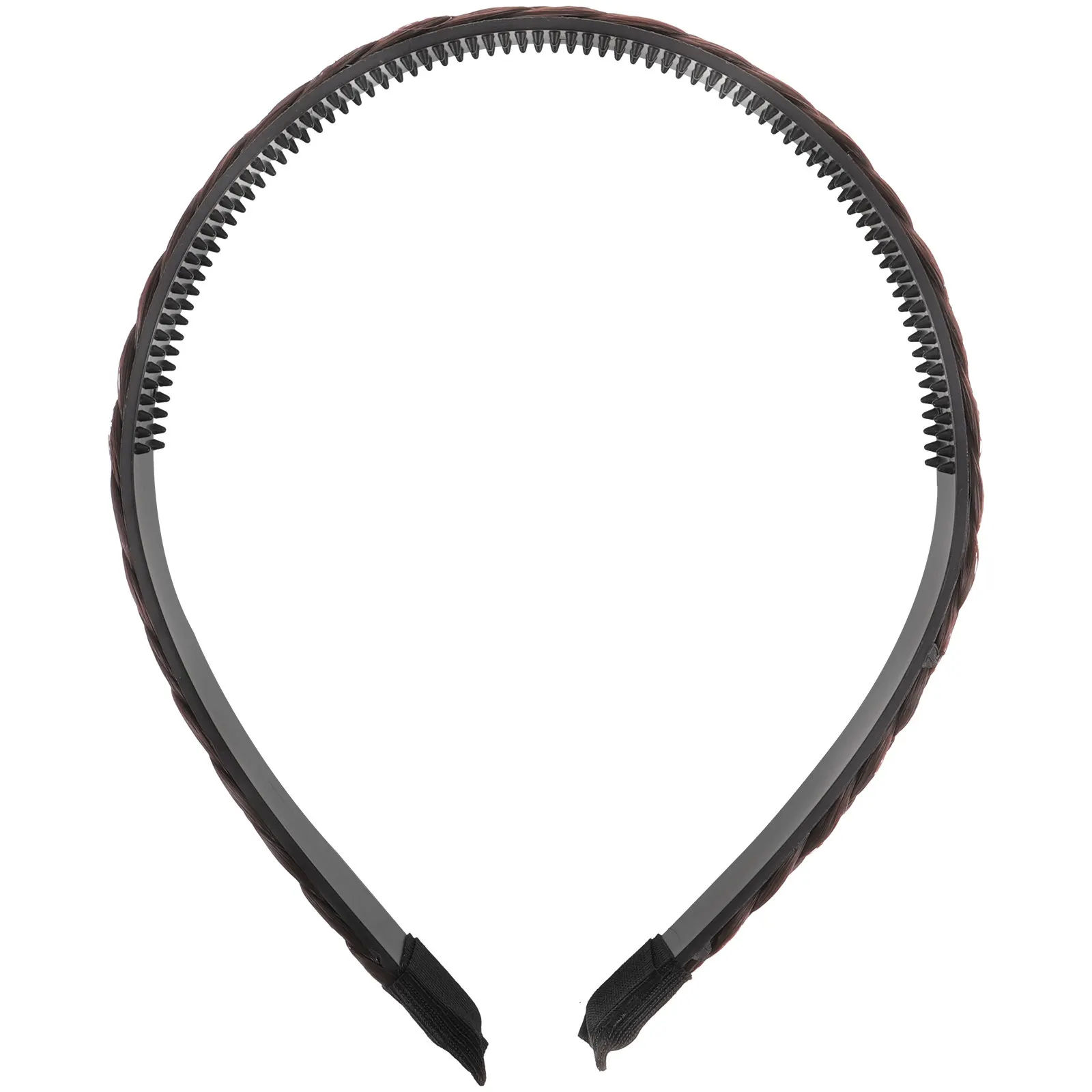 

Темно-коричневая плетеная повязка на голову для женщин, из синтетического волокна, мягкая на ощупь, реалистичная, с противоскользящими зубцами, удобная посадка на все время дня