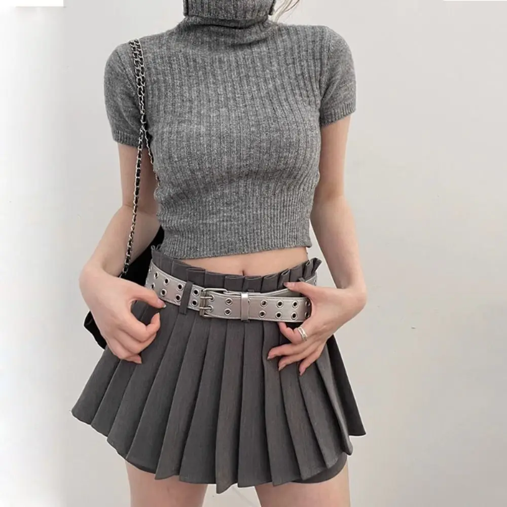 

Adjustable Wide PU Leather Waist Belt Y2k Double Grommet Hole Punk Waistband Metal Buckle Dress Decor Trouser Decoration Party