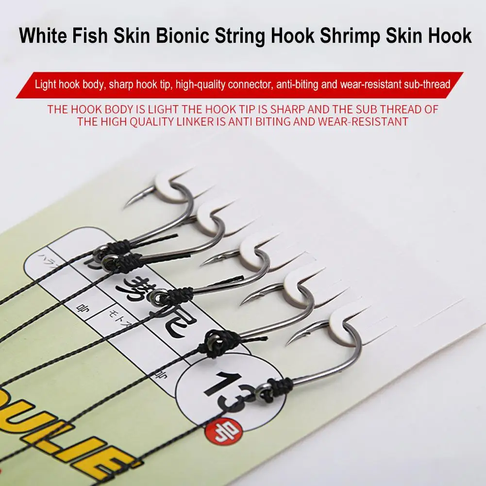 1 Pack White Fish Skin Bionic String Hook Shrimp Skin Fishing Mackerel Tackle Hook Special Fishing And Hook Spanish Mackere M1e2