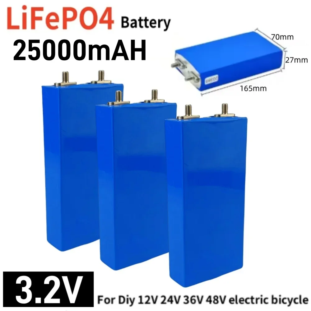 

3.2V 25Ah LiFePO4 battery,cell Lithium iron phosphate deep cycles for Diy 12V 24V 36V 48V solar energy UPS power