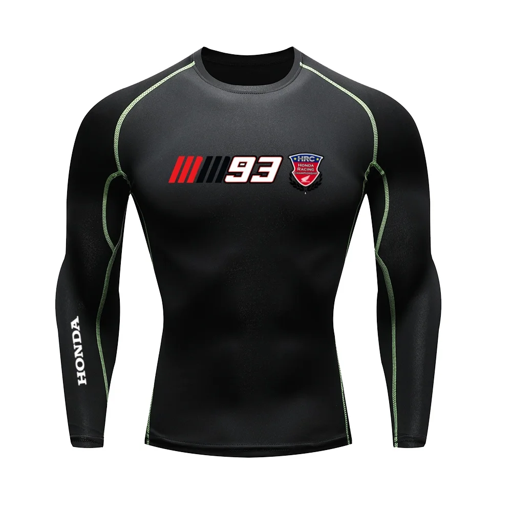 

N Honda 93 Racing Men's Compression Long Sleeve Top Quick Dry Moisture Wicking Sports Shirt For Motorcycle Riding