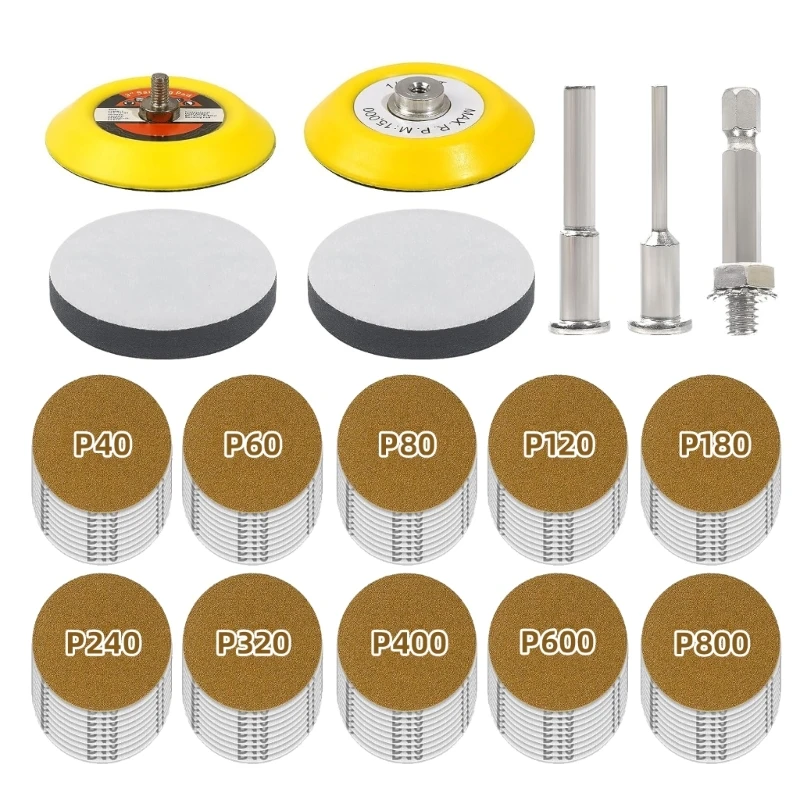 

Professional 40-800Grit Gold Sanding Discs Hook and Looping Sandpaper Sander Polish