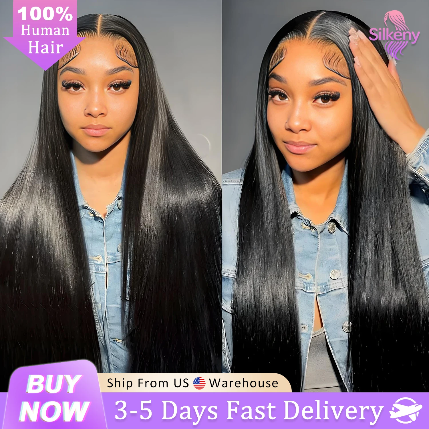 

Парик из натуральных бразильских волос, 250 плотности, прямой, с HD прозрачной фронтальной частью 13x6, предварительно выщипанный, 40 дюймов, без клея