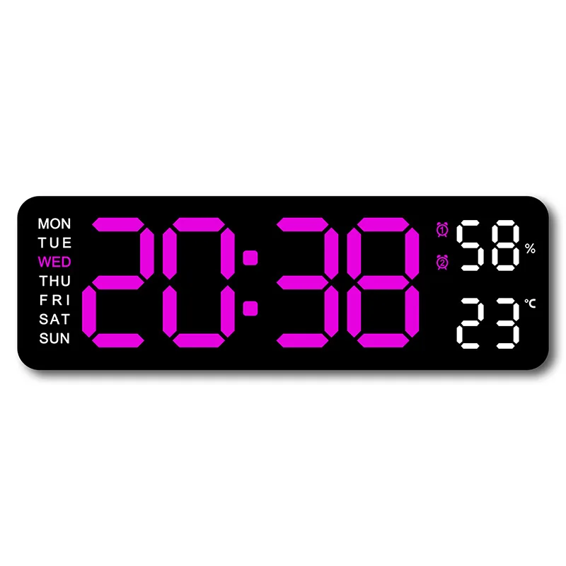 9 inch grote digitale wandklok USB-aangedreven TEMP Vochtigheid Week Auto Dimmer DST Tafelklok 12 / 24 uur Elektronische LED-wekker
