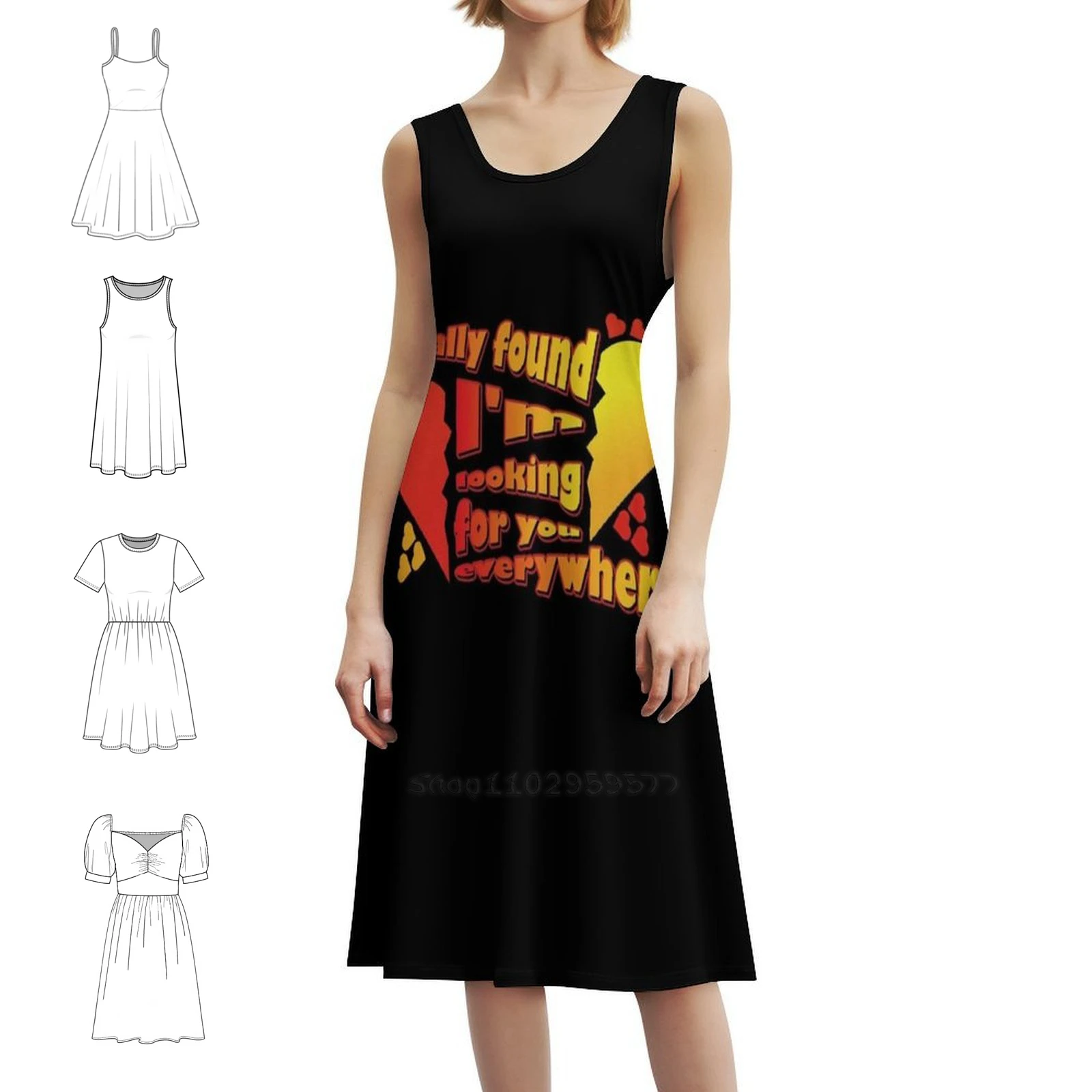 

Valentine'S Day 2023 Finally Found I'M Looking For You Bohemian Sleeveless Dress For Women Print Beach Party Dresses Valentines