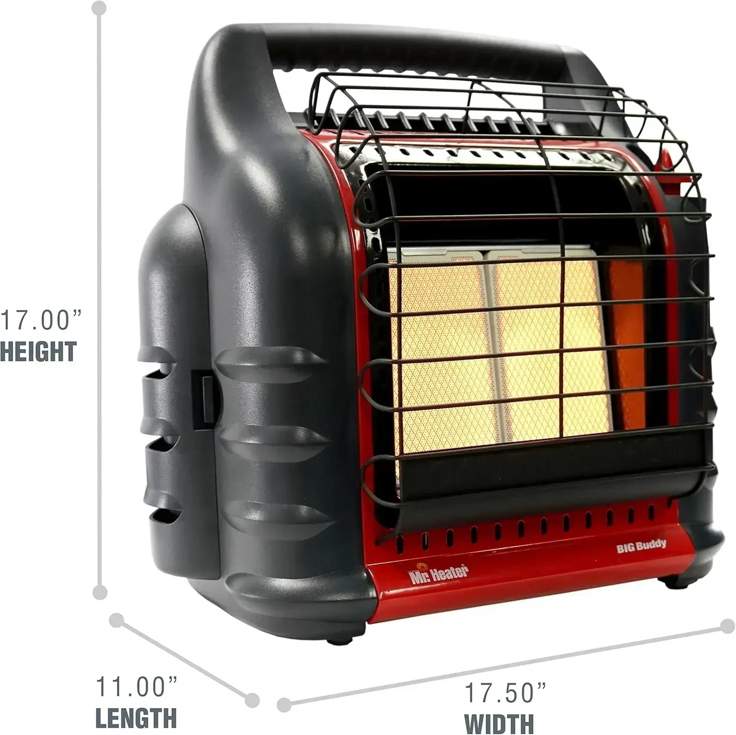 4000 na 18000 BTU 3 výprava přenosné LP vzdušina ohřívač jednotka s dvojí komora navázání pro halové a outdoorové použít, black/red