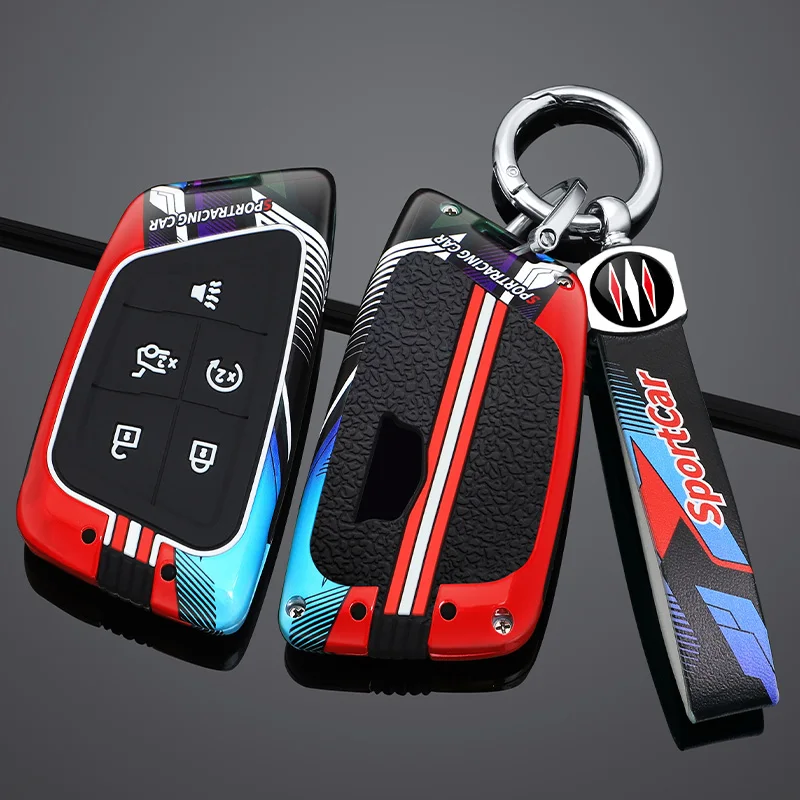 5 Bottons Metal Car Key  Case Cover for Cadillac Keychain Accessories  CT5 Ct4 CT6 XT5 XT6 XT4 LYRIQ Escalade 2023 2022 2024