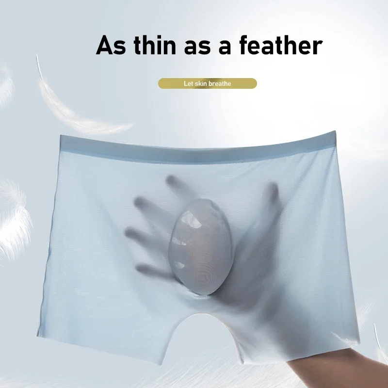 3 قطعة/الوحدة الرجال الصيف رقيقة جدا الملاكمين ملخصات الحرير الجليد سلس الملابس الداخلية مثير الملابس الداخلية السروال السراويل تنفس سراويل