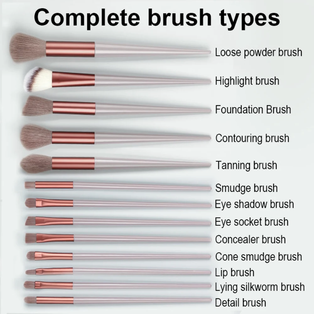 Makeup Brushes 13Pcs Set Foundation Concealer Powder Blusher Kabuki Blending Makeup Accessories Eyeshadow Brush Soft Beauty Tool