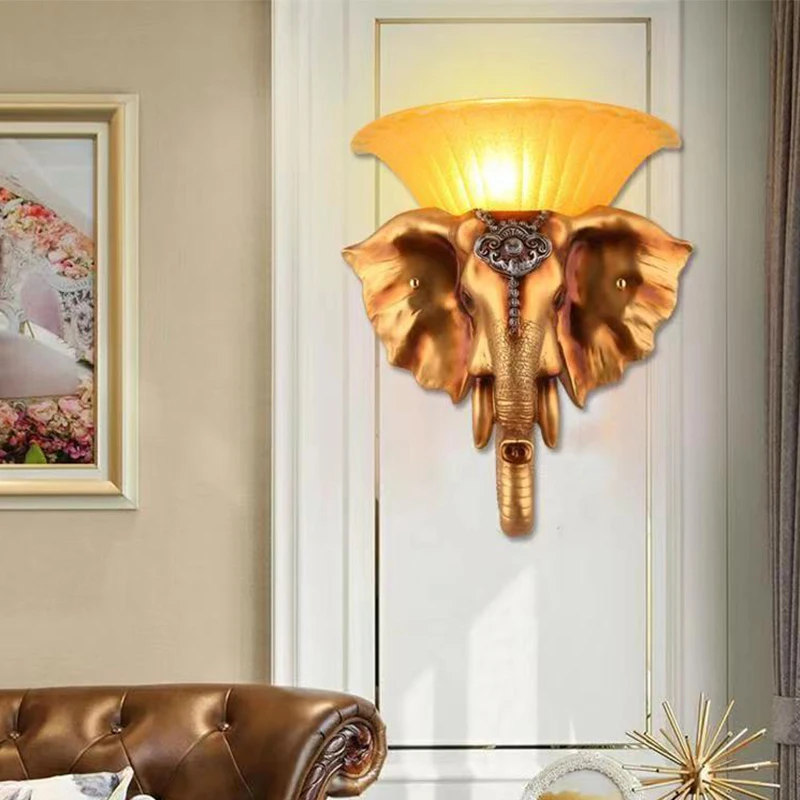 

OUFULA Contemporary Elephant Wall Lamp Personalized And Creative Living Room Bedroom Hallway Aisle Decoration Light