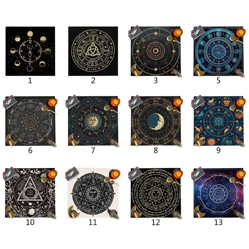 Moonphase padrão tarô toalha astrologys bruxaria deck pano decoração da parede gxmf