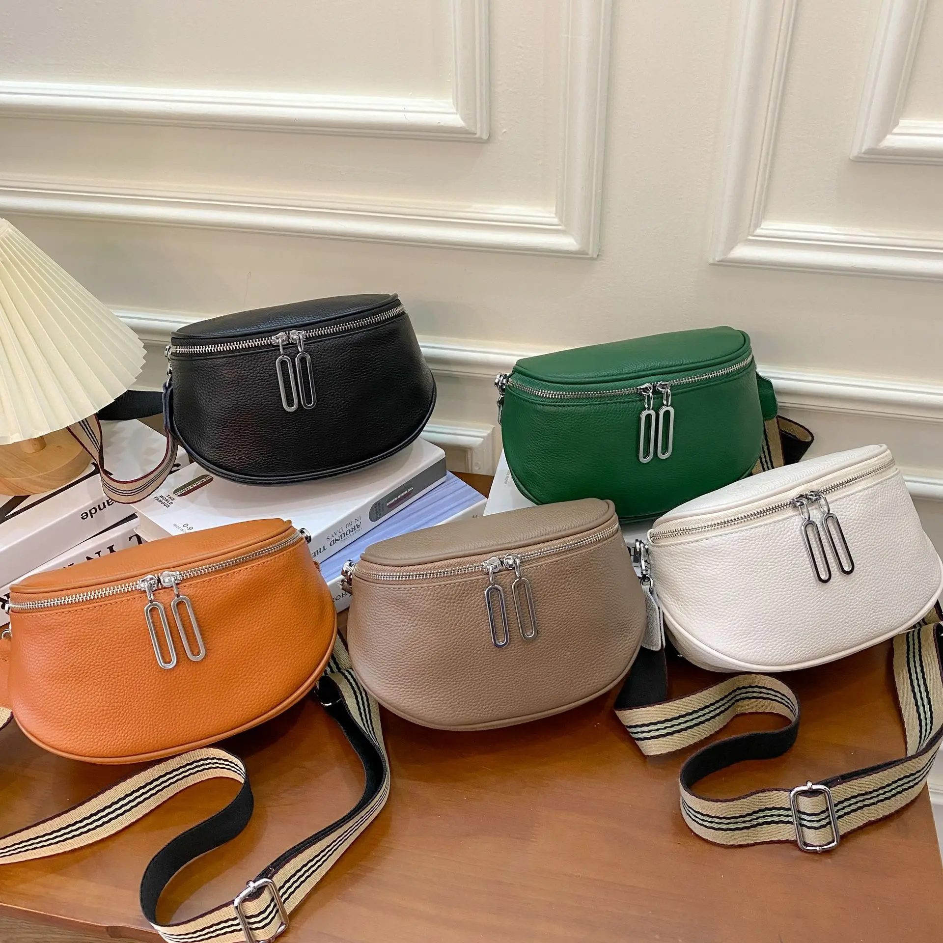 

Женская модная повседневная сумка через плечо из натуральной кожи с верхним слоем из воловьей кожи, женская нагрудная сумка