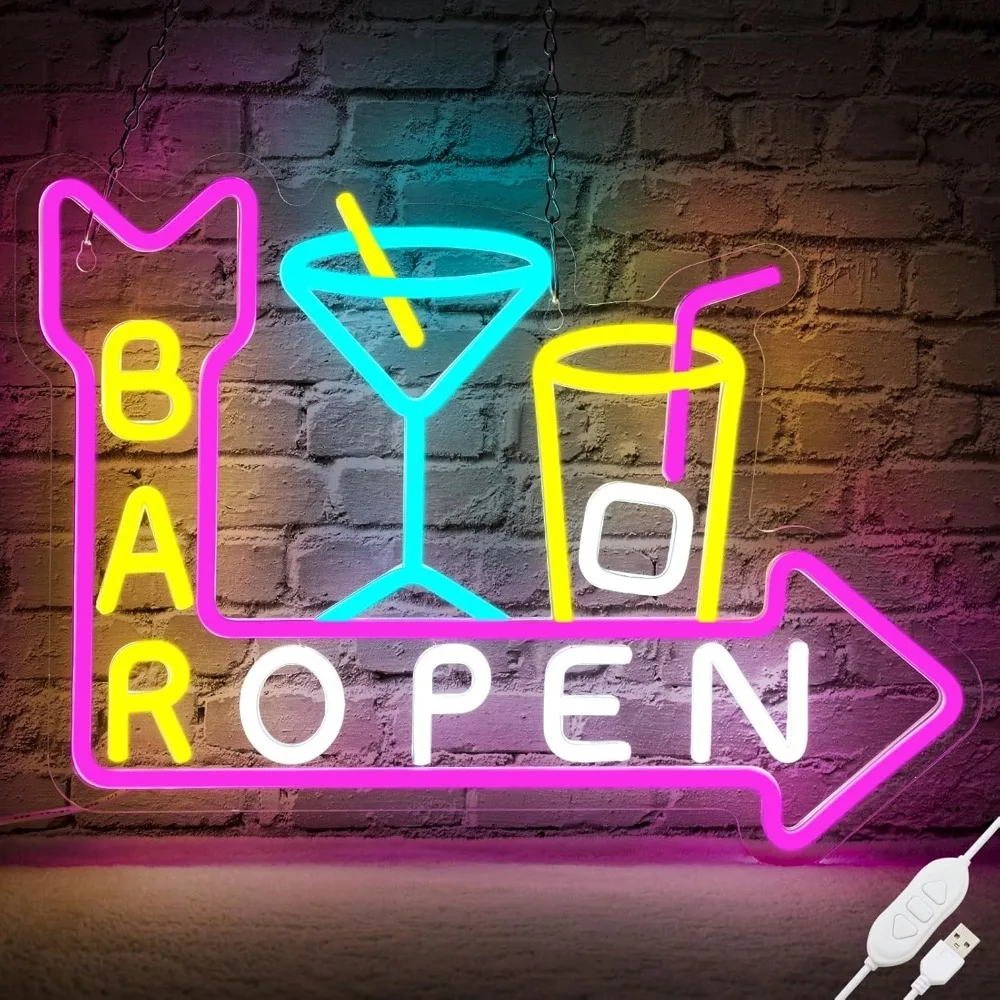 

Bar Open Neon Signs, Dimmable Led Open Sign, USB Powered Bright High Visibility Open Neon Signs for Bussness Bar Man Cave Decor