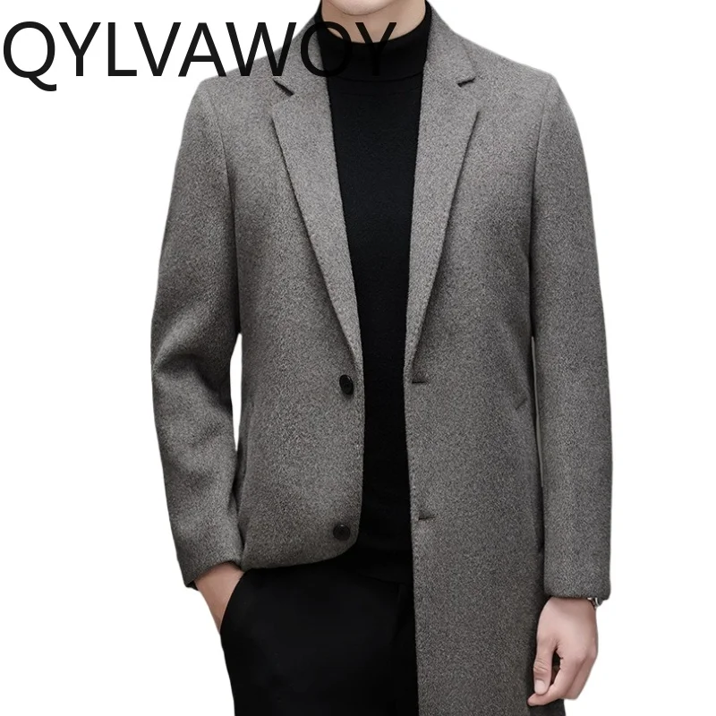 QYLVAWOY 100% Wool Man Jacket Detachable 90% Goose Down Lining Thickened Woolen Jackets Business Casual Coats High Quality 코트