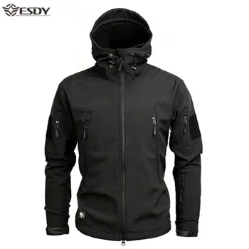 Giacca tattica Shark Soft Shell da uomo Giacca a vento calda impermeabile Abbigliamento americano Giacca mimetica invernale da uomo di grandi dimensioni