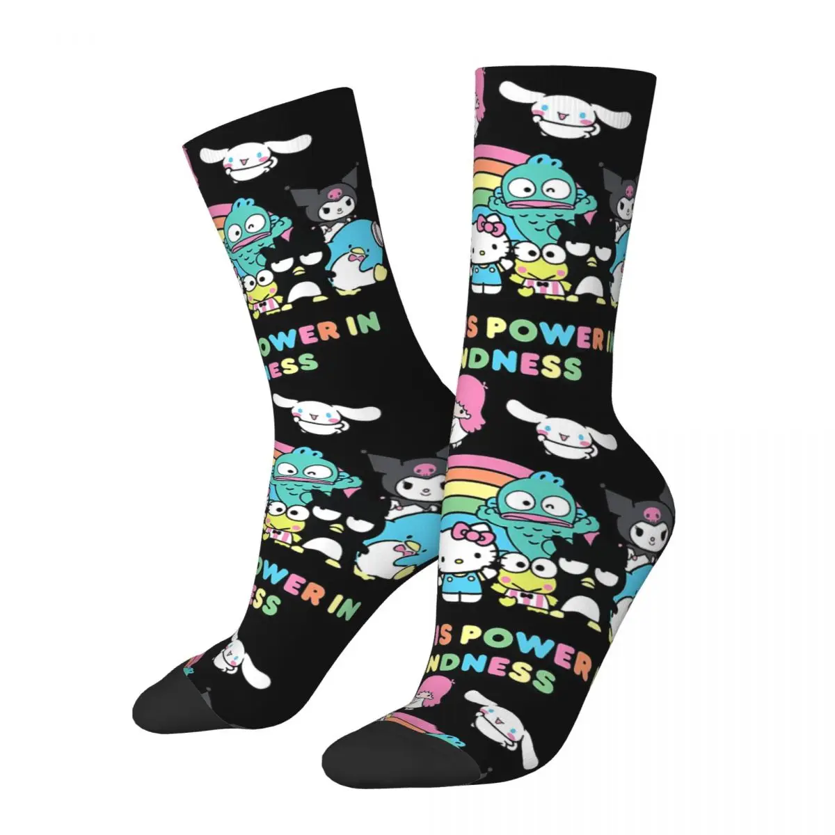 Autumn Winter Casual Men's Women's Hello Kitty & Friends Power In Kindness Socks Breathable Soccer Socks