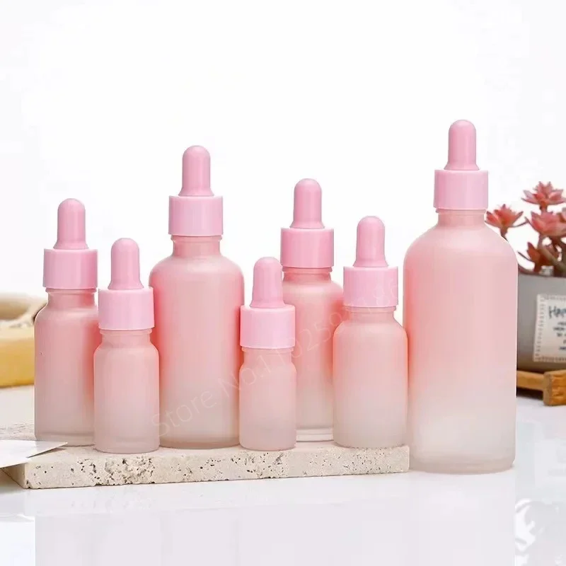 Groothandel 5Ml-100Ml Fles Olie Emulsie Spray Gradiënt Roze Fijne Essentie Stoste Split Bottelen Lijm Hoofd Druppelaar draagbare