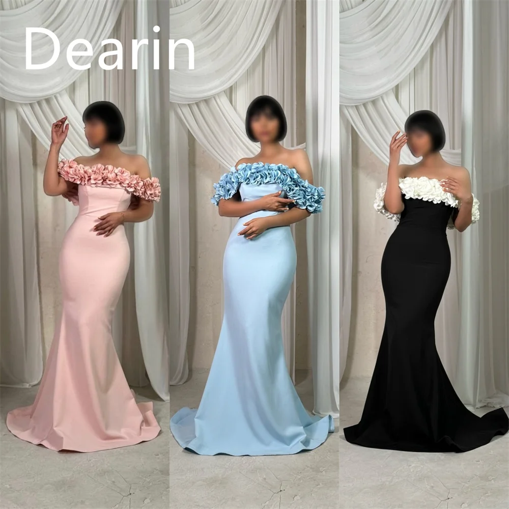 Customized Evening Gown Dearin Off-the-shoulder Sheath Floor Length Skirts Bespoke Occasion Dresses Formal Saudi Arabia Prom Dre