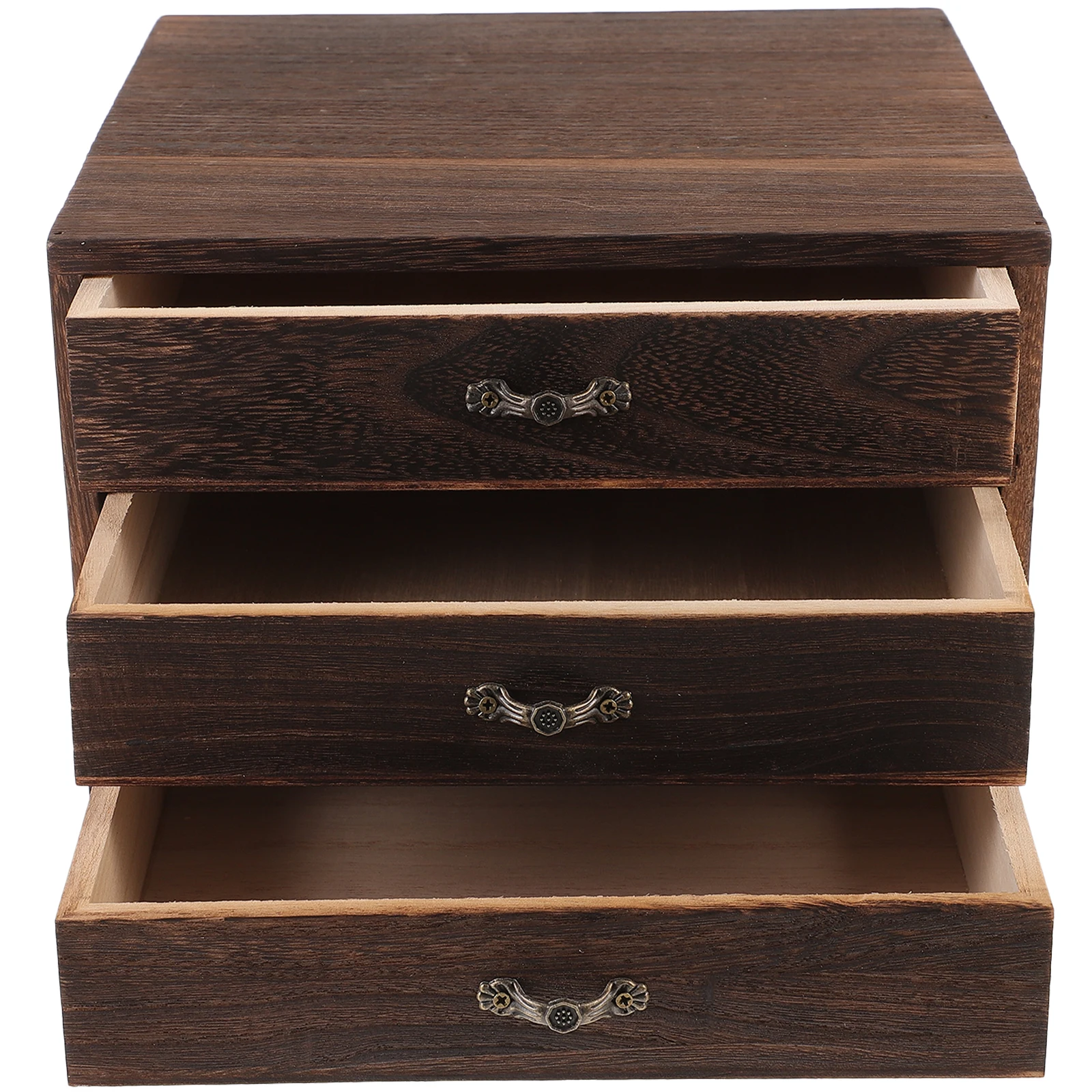 

Solid Wood Desktop Storage Desk Storage Organizer Drawer 24x23x17cm Jewelry Organizer Space Saving Tea Box Wooden Case
